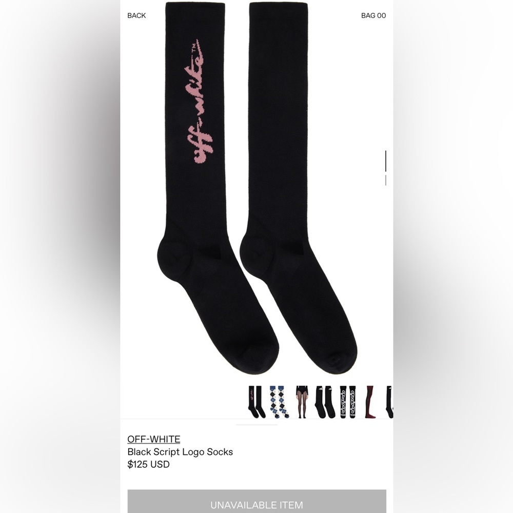 Offwhite Black Script Logo Socks - image 1